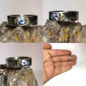 35 Ct Tw Solid Sterling Silver Natural Tanzanite Gold Nugget Ring Size 6.5 🇺🇸 - Picture 1 of 12