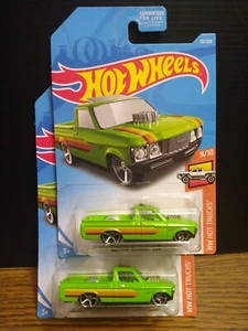 (2) Hot Wheels CUSTOM '72 CHEVY LUV HW HOT TRUCKS 9/10 green 5 Spoke Wheels  - Picture 1 of 15