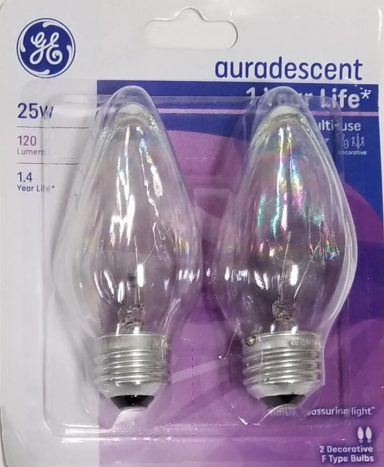 10 GE Auradescent Hue Flame Shape Bulb 25 Watt F FM Type Medium Base 75340
