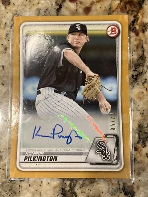 2020 BOWMAN BASEBALL KONNOR PILKINGTON #'d 32/50 GOLD AUTO NO. PA-KP WHITE SOX - Image 1 of 2
