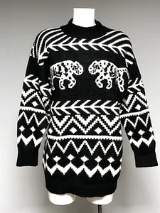 Ex H&M Ladies Aztec Tiger Longline Oversized Knit Jumper sizes 4-20 - Picture 1 of 6