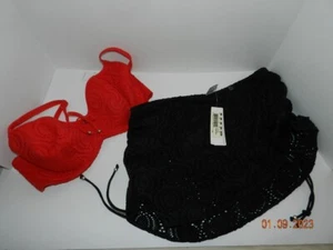Freya 36E Rot Bikini Oberteil / XL Unterteil mit Rock Set Neu mit Etikett - Bild 1 von 6