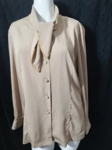 Apart Fashion Vintage Blouse Women Coffee Brown Pearl Trim Elegant Size 8 Botton - Picture 1 of 16