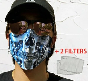 Terminator Face Mask With Filters & Pocket Washable Reusable Adult Kids Mask - Picture 1 of 10