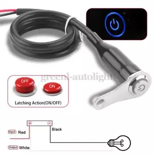 Motorcycle Switch ON OFF Handlebar Mount Push Button 12V Blue LED Spot Fog Light - Bild 1 von 7