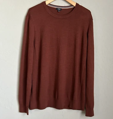 Express Mens Sz XXL 100% Merino Wool Long Sleeve Sweater Rust Brown Classic - Image 1 of 4