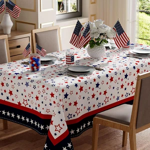 Stars America Independence Day 4Th of July Memorial Day Patriotic Tablecloth Rec - Picture 1 of 12