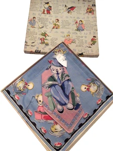 Pañuelo vintage para niños novedad osos patos conejo sin usar, en caja - Imagen 1 de 3