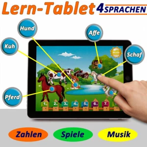 Spielcomputer Kinder Lernspiel Tablet Lerncomputer Pad Musik 4 Sprachen -Weiß- - Bild 1 von 5