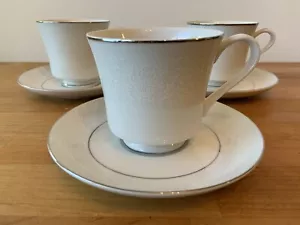 Crown Victoria Fine China Lovelace Pattern -Tea Cup & Saucer Sets (3) 6 Pieces - Picture 1 of 6