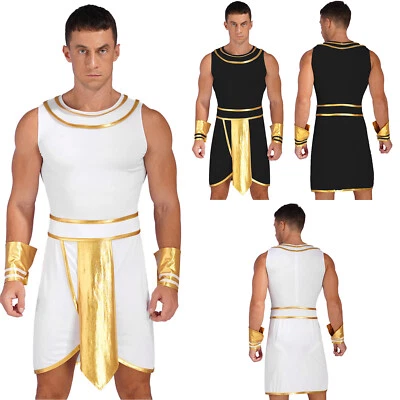 Men Egyptian Pharaoh Halloween Cosplay Costume Ancient Egypt Warrior Fancy Dress - Image 1 of 4