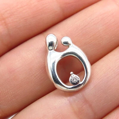 925 Sterling Silver Alwand Vahan Real White Diamond Family Slide Pendant - Image 1 of 4