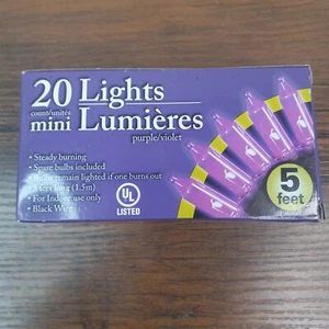 20 MINI LIGHTS STEADY BURNING TO DECORATE FOR HALLOWEEN CHOOSE ORANGE OR PURPLE - Picture 1 of 3