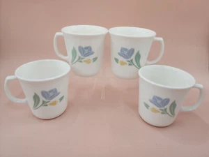 4 tazas/tazas de café vintage Corelle Corning Ware Friendship azul tulipán 9 oz. - Imagen 1 de 8