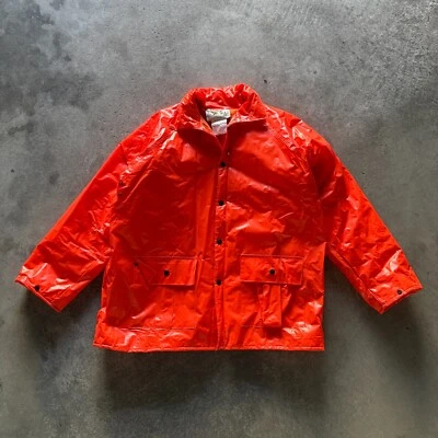 Vintage 90s Duck Bay Orange Rain Jacket XL Lined Retro Outdoor Windbreaker - Image 1 of 4