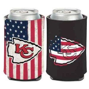 KANSAS CITY CHIEFS PATRIOTIC 2 SIDED DESIGN CAN HOLDER NEW WINCRAFT 🏈 - Picture 1 of 1