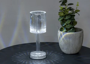 Lampada Tavolo Ricaricabile A Led Con Controllo Touch Trasparente Crystal - Foto 1 di 4