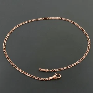 14K ROSE GOLD 2.1MM WIDE FANCY FIGARO LINK 10 INCH ANKLET - Picture 1 of 2