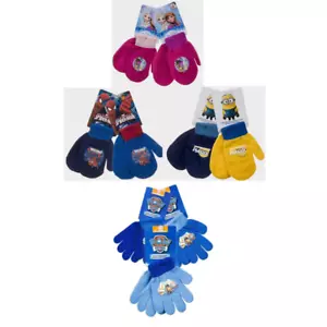 Boys/Girls Kids mittens/gloves Disney Paw Patrol Spiderman, Frozen,Despicable Me - Picture 1 of 11