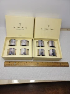 Pottery Barn Silver plated Hotel Napkin Rings Crown Set of 8 in Original Boxes - Picture 1 of 7