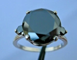 3.50ctw REAL BLACK DIAMOND RING *3 DIA'S*FREE DIAMOND TESTER,CERTIFICATE,SIZE 10 - Picture 1 of 12
