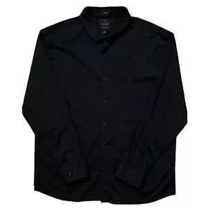 01.Algo Shirt Mens XL Short Regular Fit Long Sleeve Button Stretch Heather Navy - Picture 1 of 7