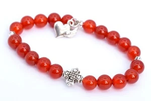8MM Red Carnelian Bracelet Grade AAA Natural Round Gemstone Beads 6" - Picture 1 of 4