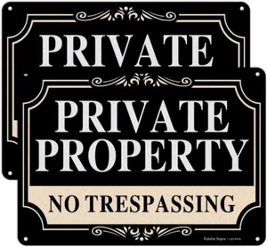 2-packk No Trespassing Signs – Metal Private Property Sign, Weatherproof - Picture 1 of 6