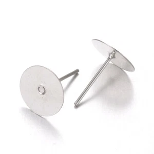 50x Pendientes Pendientes Tachón Oreja Uñas Base Plana Taza Poste Pendiente Hallazgo Color Plata - Imagen 1 de 2