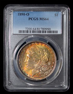 PCGS MS64 1890-O Morgan Silver Dollar - Spectacular toning!! - Picture 1 of 4