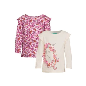 365 Kids from Garanimals Girls Ribbed Ruffle T-Shirt, 2-Pack-Unicorn-Size 7-NWT - Picture 1 of 2