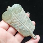 Chinese collectible,Jade hand-carved ,Ancient jade fan statue pendantH355