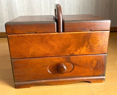 Japanese Wooden Sewing Box HARIBAKO Small Chest 12.6×8.7×7.1in Traditional Caft - Image 1 of 2