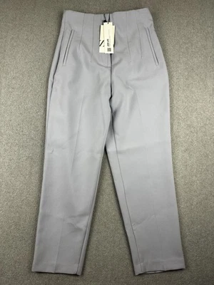 Pantalones de vestir Zara para mujer gris claro medio cintura alta pantalones de trabajo a medida nuevos con etiquetas Foto 1 de 4
