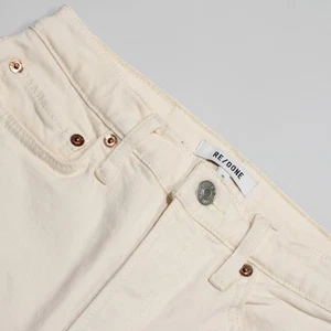 Re/Done NWD Denim Jeans Sz 26 US 70s Stove Pipe in Vintage White / Ivory Cotton - Picture 1 of 15
