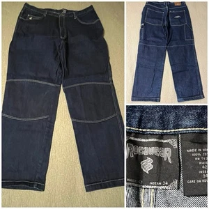 Neu VINTAGE Y2K Roca Wear Denim Jeans Double Knees Größe 42x34 BAGGY WIDE LEG Rap - Bild 1 von 20