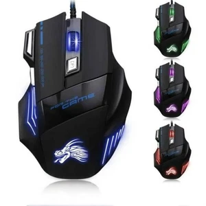 USB Wired Gaming Mouse 7 Button Ergonomic Optical 5500 DPI Backlit - Picture 1 of 13