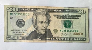 unique twenty dollar bill with six 5s in a row 95555550 - Picture 1 of 1