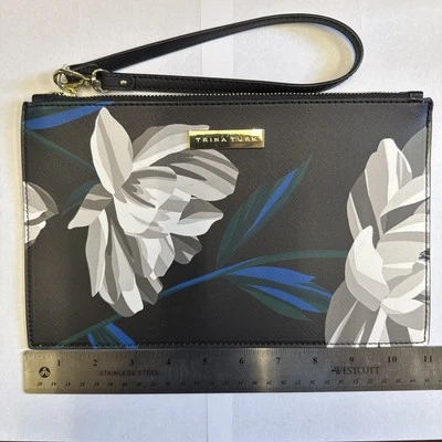 Trina Turk Black w/Multicolor Floral Wristlet Clutch  - Image 1 of 4