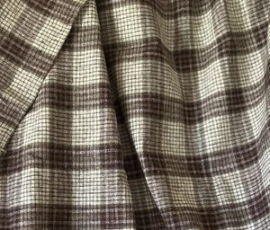 Vintage französischer feiner karierter Flanellstoff ~ Boussac ~ aubergine olivgrau - Bild 1 von 12