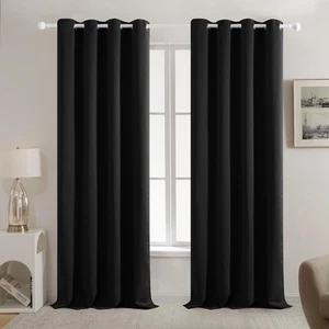 100% Blackout Curtains Solid Room Darkening Thermal Insulated Grommet Window ... - Picture 1 of 9