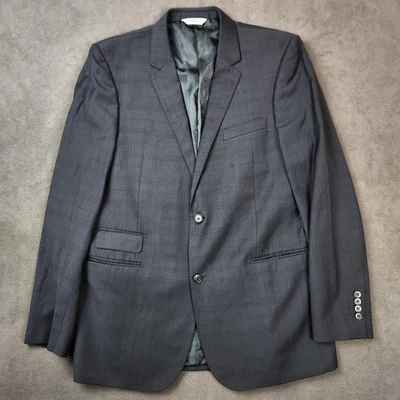 Blazer Abrigo Deportivo Jhane Barnes Para Hombre 42 Largo Azul Marino Lana Ventana 2 Botones Foto 1 de 4