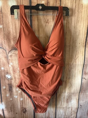 Traje de baño de una pieza para mujer DKNY XXL, talla grande 20, nuevo sin etiquetas color marrón bronce óxido Foto 1 de 4