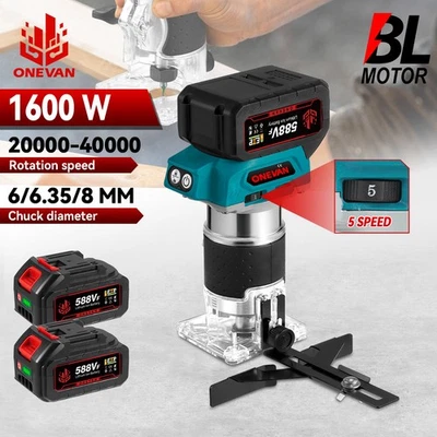 ONEVAN Akku-Kantenfräse Oberfräse Trimmer Einhandfräse Bürstenloser Für Makita 18V Akku