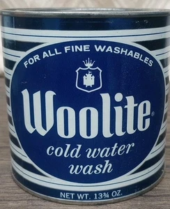 Vintage Woolite Kaltwasser Seifendose Werbung Folie blau weiß gestreift 13 3/4oz - Bild 1 von 5
