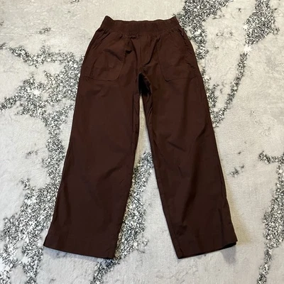 Pantalones Democracy para mujer talla pequeña marrón pierna ancha tiro alto Foto 1 de 4