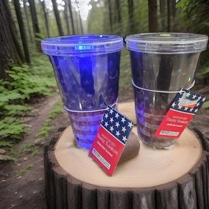 Neu 2 Reisebecher beleuchtet LED BPA frei Tasse Patriots American - Bild 1 von 8