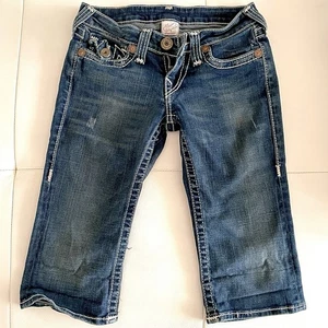 True Religion World Tour USA Jean Shorts Size 26 Y2K Navy Blue New No Tags - Bild 1 von 10