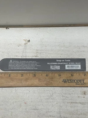Snap On Tools Ruler600 USA Stainless Steel 6” Ruler W/Sleeve Decimal Equivalent - Image 1 of 4