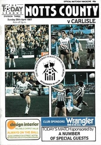 Notts County V Carlisle United 26-4-1987 Division 3 Match Programme 86/87 - Picture 1 of 1
